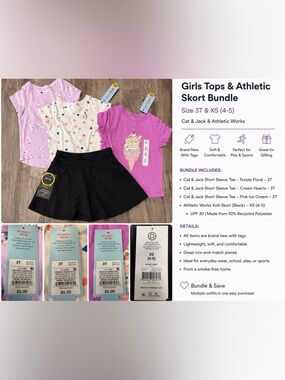 Girls 3T Clothing Bundle Skort Outfit Set NWT